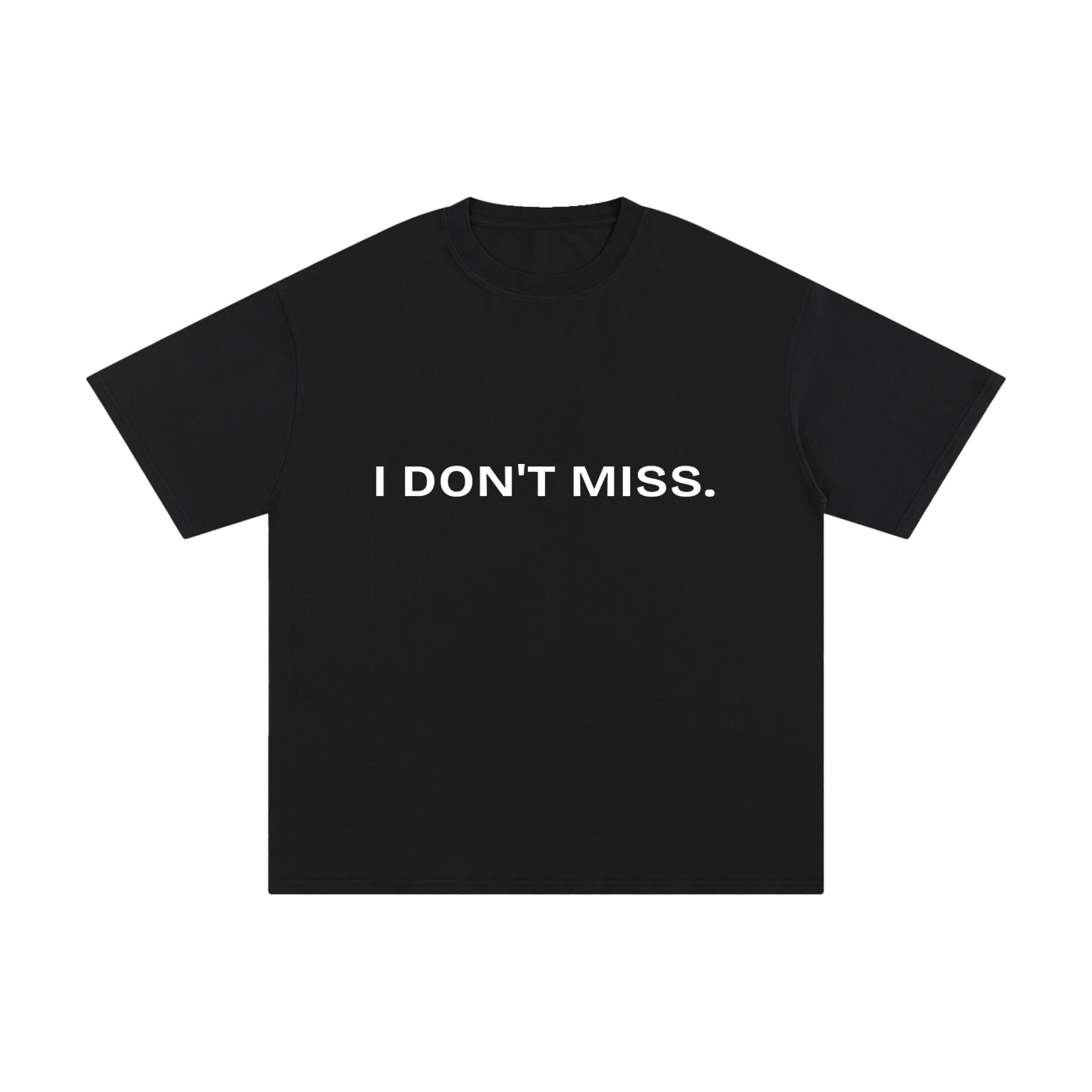 Beaumont I don't miss. premium heavyweight black t-shirt front view.